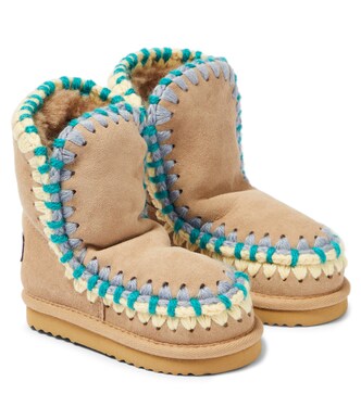 Crochet-trimmed suede boots | Mou Kids