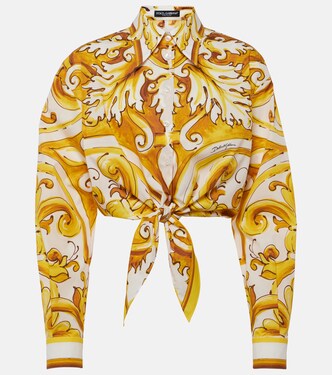 Majolica cropped cotton poplin shirt | Dolce&Gabbana