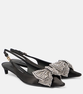 Slingback-Pumps aus Satin mit Kristallen | Dolce&Gabbana
