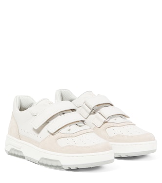Suede-trimmed leather sneakers | Brunello Cucinelli Kids