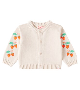 Baby Strawberries embroidered cotton cardigan | Tinycottons