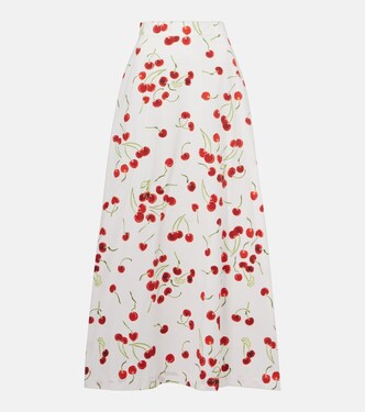 Printed cotton high-rise maxi skirt | Adriana Degreas