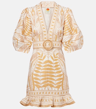Printed belted linen minidress | Farm Rio