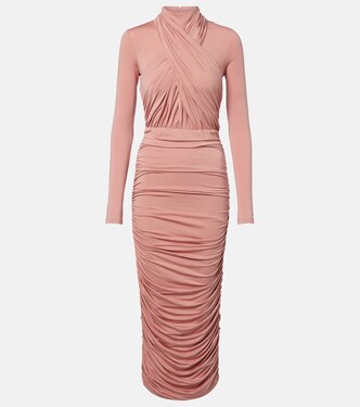Vestido midi de jersey fruncido | Balmain