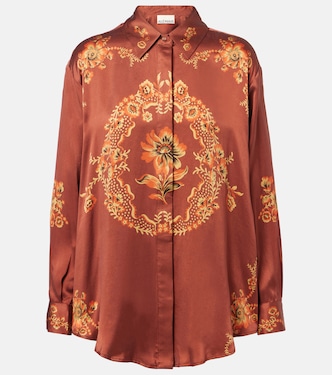 Seraphina printed silk satin shirt | Alémais