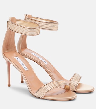Sandalen Shimmer 85 aus Satin mit Kristallen | Aquazzura