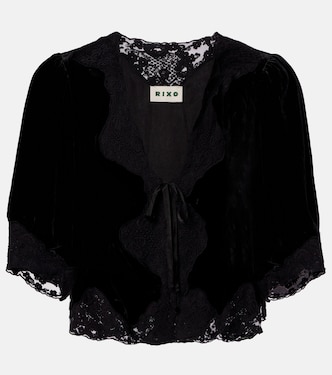 Ursula lace-trimmed velvet top  | Rixo