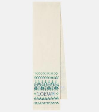 Logo sequined wool-blend jacquard scarf | Loewe
