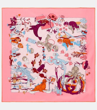 Printed silk twill scarf | Gucci