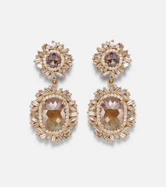 Orecchini pendenti Doublet in oro 18kt con diamanti | Suzanne Kalan