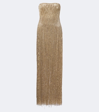 Embellished fringed bustier gown | Marmar Halim