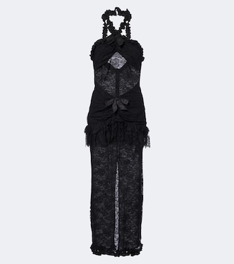 Bow-detail ruffled lace cocktail dress | Alessandra Rich