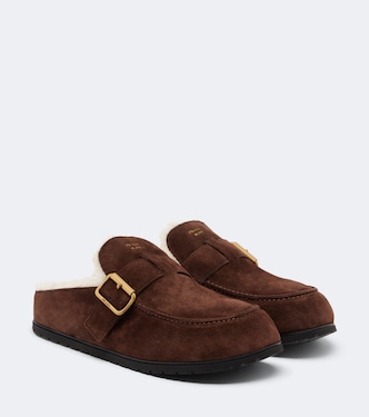 Mules en daim et shearling | Prada