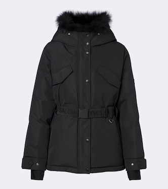 Belted shearling-trimmed ski jacket | Yves Salomon