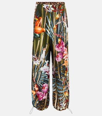 Pantalon ample en soie à fleurs | Camilla