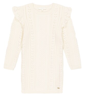 Ruffled cotton and wool dress | Chloé Kids