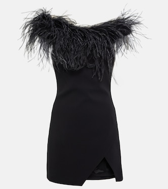 Feather-trimmed off-shoulder minidress | Giuseppe di Morabito