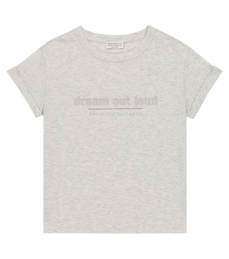 Embroidered cotton jersey T-shirt | Brunello Cucinelli Kids