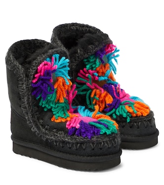 Floral-appliqué suede boots | Mou Kids