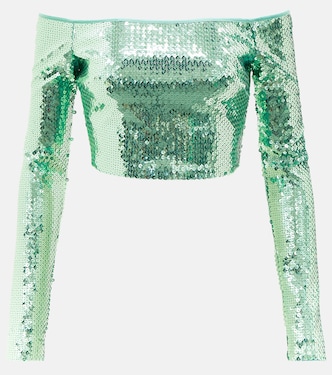 Cropped-Top mit Pailletten | David Koma