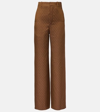 High-rise jacquard wide-leg pants | Saint Laurent