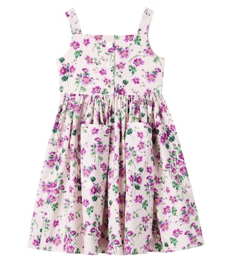 Floral shirred cotton poplin dress | Dolce&Gabbana Kids