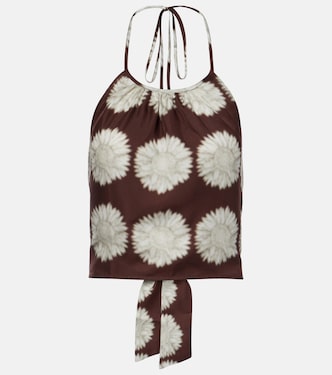 Bello printed halterneck silk top | Asceno