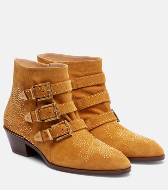Verzierte Ankle Boots Susanna aus Veloursleder | Chloé