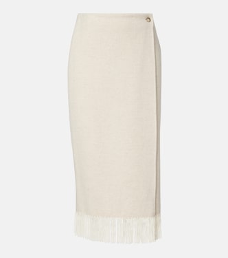 Fringed herringbone wool-blend wrap skirt | Polo Ralph Lauren