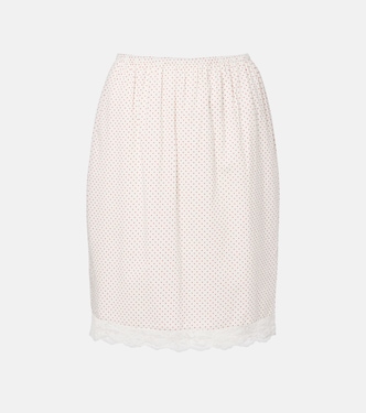 Marlowe lace-trimmed polka-dot cotton midi skirt | Posse