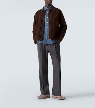 1st Type leather-trimmed suede jacket in brown - A Presse | Mytheresa