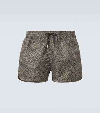Leopard-print satin twill swim trunks | CDLP