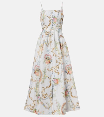 Printed linen and silk bustier dress | Camilla