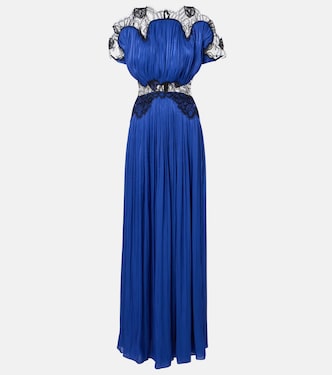 Lace-trimmed Lurex georgette gown | Costarellos