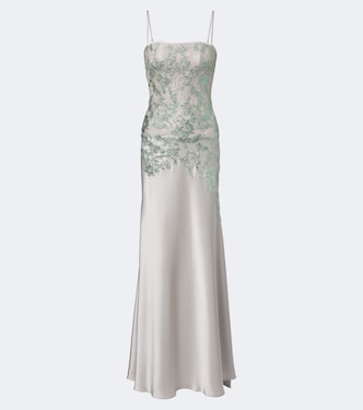 Jennan sequined lace and satin gown | Costarellos