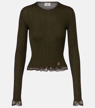 Lace-trimmed wool, cashmere, and silk top | Saint Laurent
