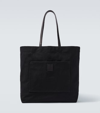 Tori leather-trimmed canvas tote bag | The Row