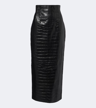 Falda midi Loxley de piel grabada | Khaite