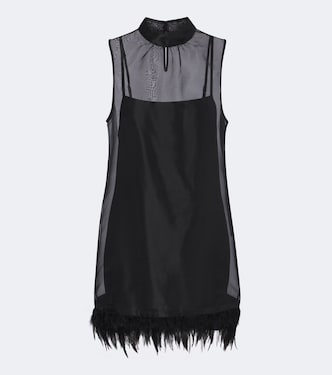 Albee feather-trimmed silk minidress | Staud