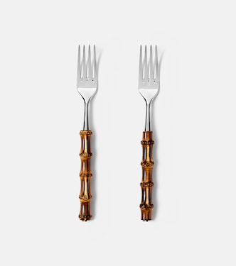 Set de 2 fourchettes en bambou et acier inoxydable | Gucci