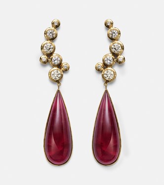 Boucles d'oreilles Floating Nesting Gem en or 18 ct, diamants et rubellites | Octavia Elizabeth