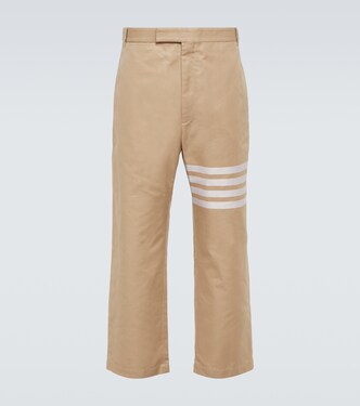 4-Bar cropped cotton straight pants | Thom Browne