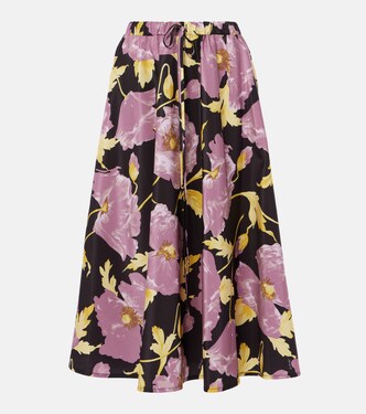 Floral faille midi skirt  | La DoubleJ