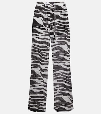 Zebra-print cotton muslin wide-leg pants | The Attico