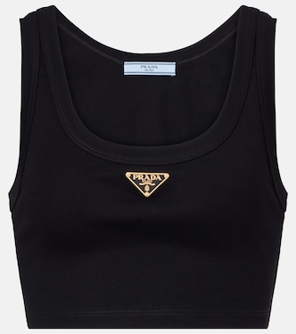 Logo cotton crop top | Prada