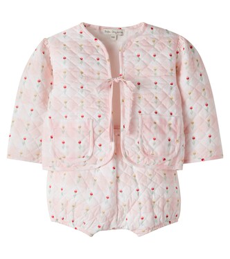 Baby floral quilted jacket and shorts set | Bebe Organic