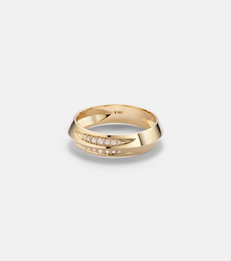 Knife Edge 14kt gold ring with diamonds | Stone and Strand