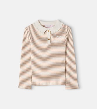 Juanna ribbed-knit striped cotton polo shirt | Bonpoint