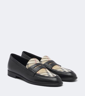 Mocasines penny de piel con Burberry Check | Burberry