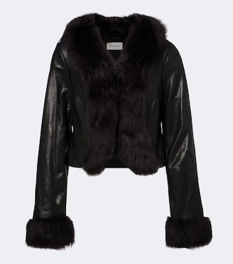 Sofie shearling-trimmed leather jacket | Nour Hammour
